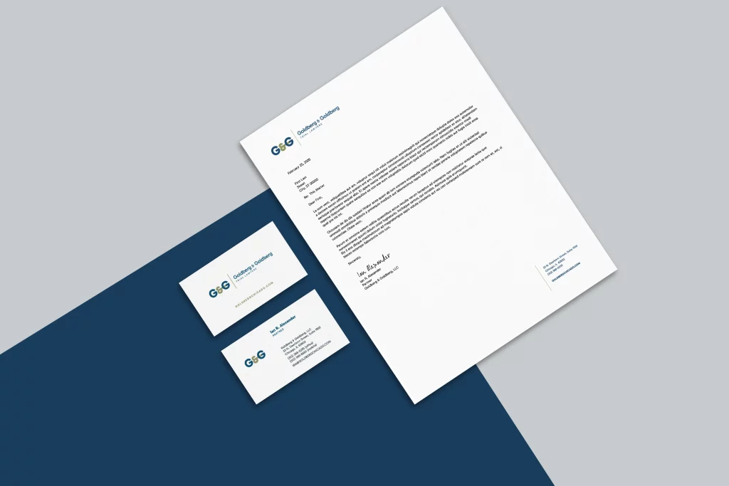 goldberg & goldberg law firm letterhead and cards